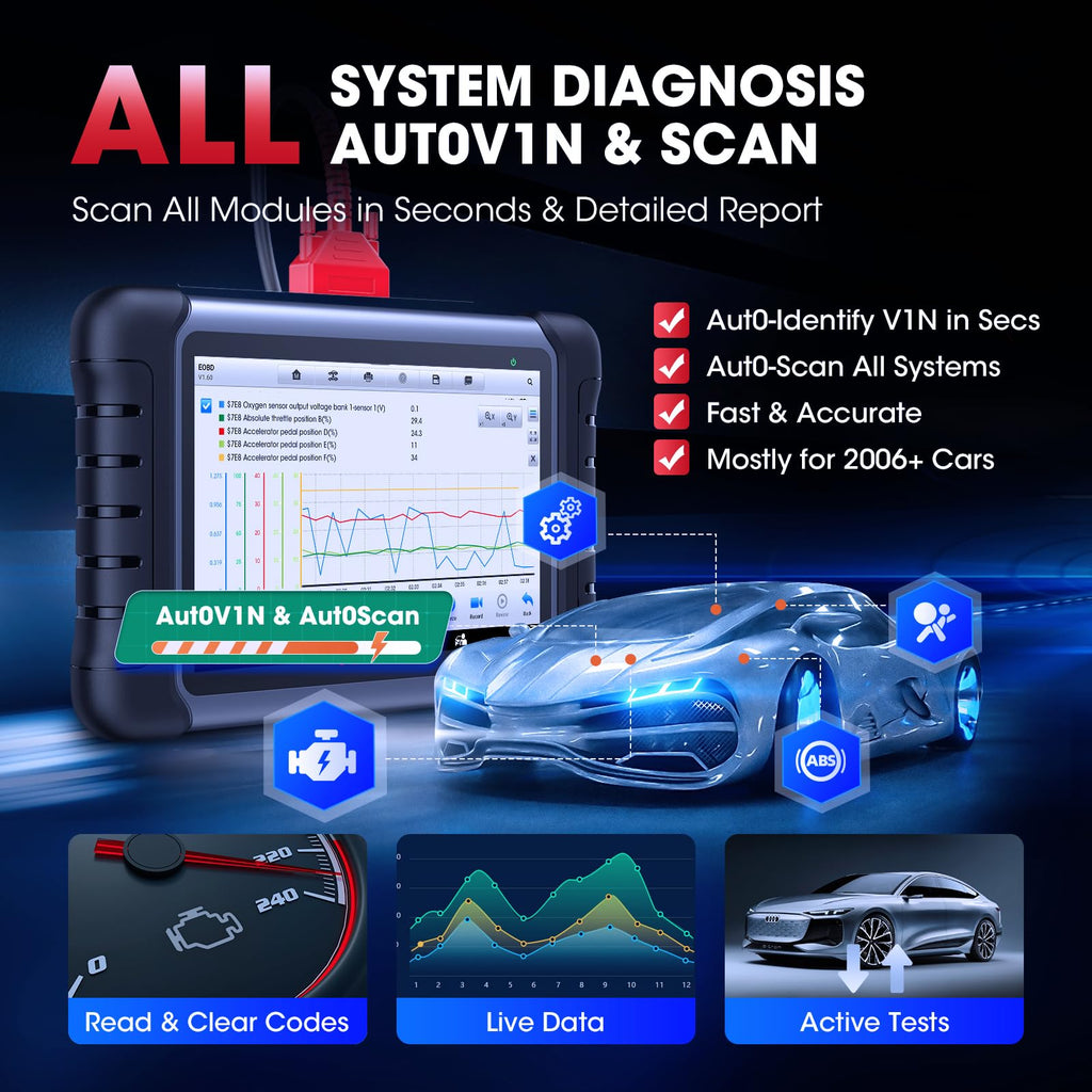 Autel Scanner MaxiCOM MK808S: 2026 Bidirectional Tool as MX808S MK808BT Pro M808Z, Work as MaxiCheck MX900 MK900BT, 28+ Service, 3000+ Active Tests, All System OBD2 Diagnostics, OS 11, 10X Faster
